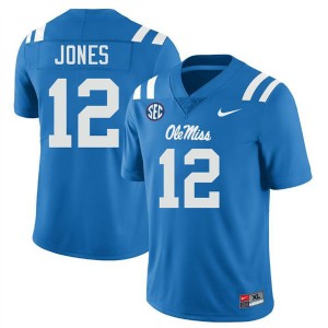 Andrew Jones Rebels #12 Official College Football Men's Jersey - Powder Blue