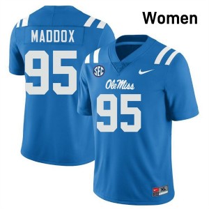 Andrew Maddox Ole Mississippi College Football 2025-26 Women's #95 Jersey - Powder Blue