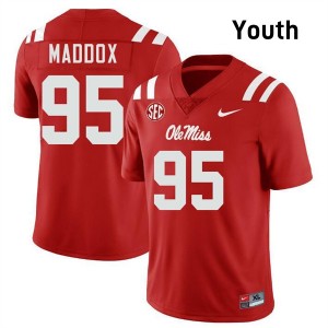 Andrew Maddox University of Mississippi #95 College Football Alumni Youth Jerseys - Red