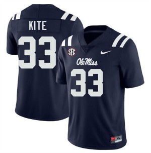 Antonio Kite Ole Mississippi College Football University Men's #33 Jerseys - Navy