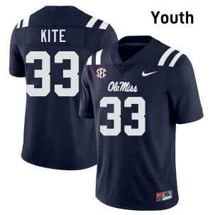Antonio Kite Rebels Youth #33 College Football Replica Jersey - Navy