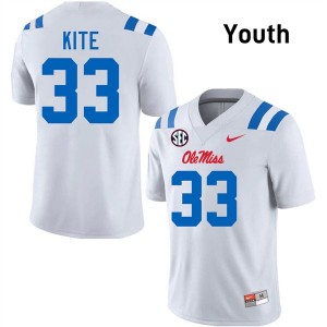 Antonio Kite Rebels NCAA #33 Youth College Football Jersey - White