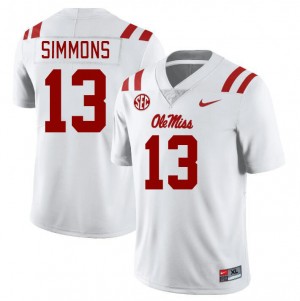 Austin Simmons Rebels College Football Men #13 2025 Jerseys - White