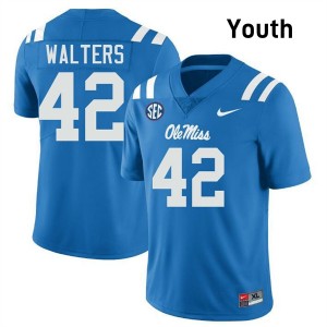 Bryson Walters Ole Mississippi #42 College Football Official Youth Jersey - Powder Blue