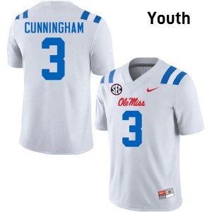 Caleb Cunningham Rebels Youth NCAA College Football #3 Jerseys - White