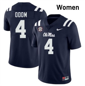 Caleb Odom Ole Miss Rebels Womens #4 University College Football Jerseys - Navy