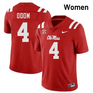 Caleb Odom Ole Mississippi Women College Football #4 Alumni Jerseys - Red