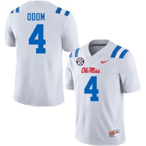 Caleb Odom Ole Miss Rebels Mens #4 College Football University Jerseys - White