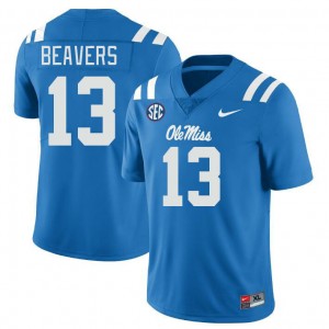 Cedrick Beavers Mississippi #13 College Football 2025 Men Jersey - Powder Blue
