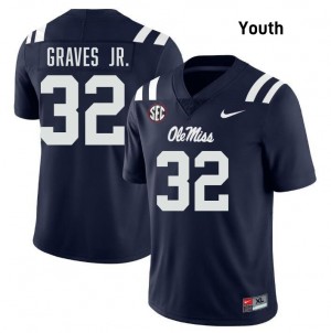 Chris Graves Jr. University of Mississippi #32 Youth College Football NCAA Jersey - Navy