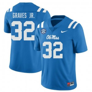 Chris Graves Jr. Ole Miss Rebels Men's College Football #32 Replica Jersey - Powder Blue