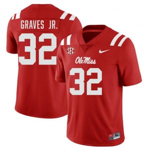 Chris Graves Jr. Mississippi Mens #32 College Football Official Jerseys - Red