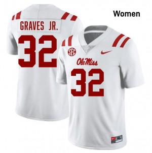 Chris Graves Jr. Rebels Women College Football #32 Replica Jersey - White