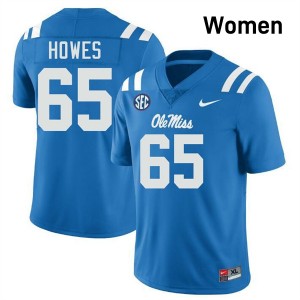 Connor Howes University of Mississippi Women College Football #65 Alumni Jerseys - Powder Blue