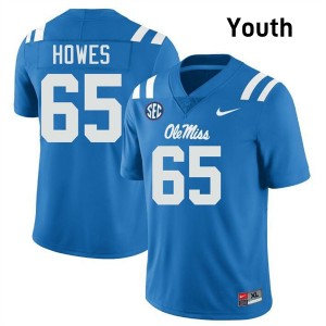 Connor Howes Ole Miss Rebels Youth #65 College Football University Jersey - Powder Blue