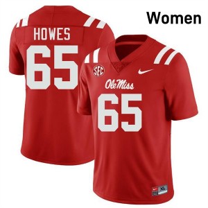 Connor Howes Rebels Women College Football #65 High School Jersey - Red