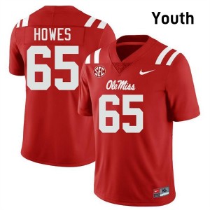 Connor Howes Ole Mississippi Rebels Replica College Football Youth #65 Jersey - Red