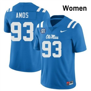 Corey Amos University of Mississippi College Football Women's #93 Alumni Jerseys - Powder Blue