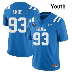 Corey Amos University of Mississippi Official Youth #93 College Football Jersey - Powder Blue