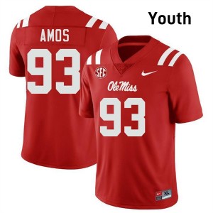Corey Amos University of Mississippi College Football Alumni #93 Youth Jerseys - Red