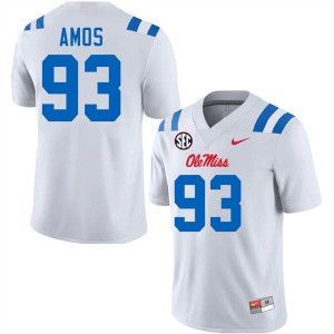 Corey Amos University of Mississippi #93 Game College Football Mens Jerseys - White