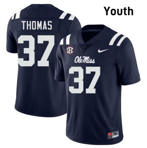 Cortez Thomas Ole Mississippi Rebels College Football #37 Youth 2025 Jersey - Navy
