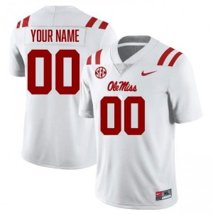 Custom Rebels College Football #00 Men's Alumni Jersey - White/Red