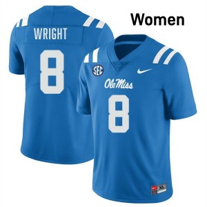 Dae'Quan Wright Ole Mississippi Rebels Game College Football #8 women Jersey - Powder Blue