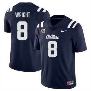 Dae'Quan Wright Ole Miss Mens #8 Official College Football Jerseys - Navy
