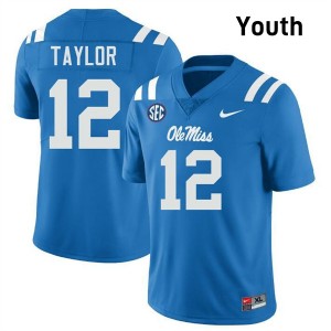 Damien Taylor University of Mississippi College Football Youth #12 High School Jerseys - Powder Blue