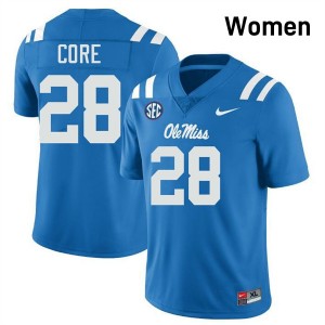 Dante Core Ole Mississippi Rebels College Football Women #28 Alumni Jersey - Powder Blue