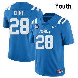 Dante Core University of Mississippi 2025 #28 Youth College Football Jersey - Powder Blue