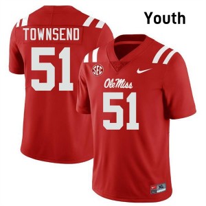Delano Townsend Ole Mississippi Youth #51 College Football Replica Jerseys - Red