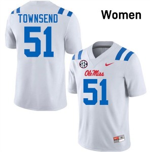 Delano Townsend Ole Mississippi Rebels Embroidery College Football Women #51 Jerseys - White