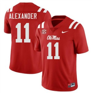Deuce Alexander Ole Mississippi #11 Mens Replica College Football Jerseys - Red