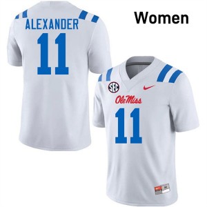 Deuce Alexander University of Mississippi Women #11 College Football 2025-26 Jerseys - White