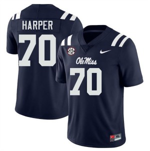 Devin Harper Ole Miss Mens NCAA #70 College Football Jersey - Navy