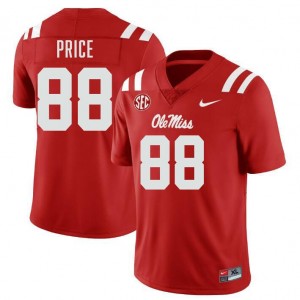 Devin Price Rebels Men's #88 Official College Football Jerseys - Red