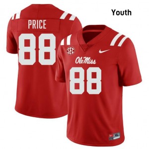 Devin Price University of Mississippi Youth Official College Football #88 Jersey - Red