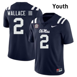 Harrison Wallace III Ole Mississippi Rebels #2 College Football Youth Player Jerseys - Navy