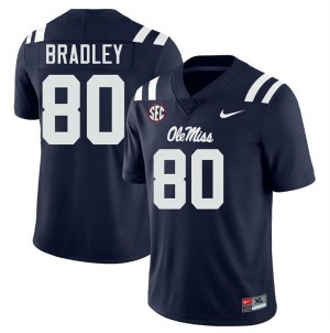 Hayden Bradley Ole Miss Rebels #80 Mens College Football Stitched Jersey - Navy
