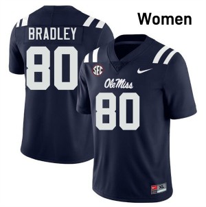 Hayden Bradley Ole Miss College Football #80 Women's Embroidery Jerseys - Navy