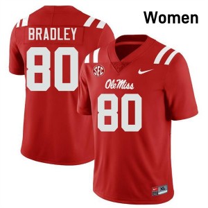 Hayden Bradley Ole Miss Rebels #80 College Football Women Replica Jerseys - Red