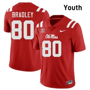 Hayden Bradley Ole Mississippi Youth College Football #80 Official Jersey - Red