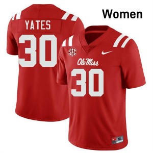 Jaden Yates Ole Miss Alumni Women #30 College Football Jerseys - Red