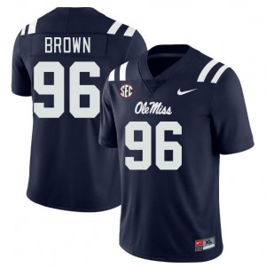 Jamarious Brown Ole Miss #96 College Football Replica Mens Jerseys - Navy