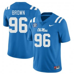 Jamarious Brown Ole Miss Rebels Men's College Football University #96 Jerseys - Powder Blue
