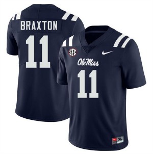 Jaylon Braxton University of Mississippi College Football Alumni #11 Mens Jersey - Navy