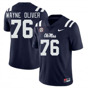John Wayne Oliver Ole Miss #76 College Football Official Men's Jersey - Navy