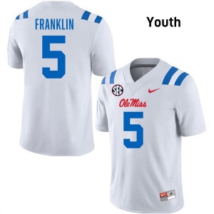 Kam Franklin University of Mississippi #5 2025 Youth College Football Jersey - White